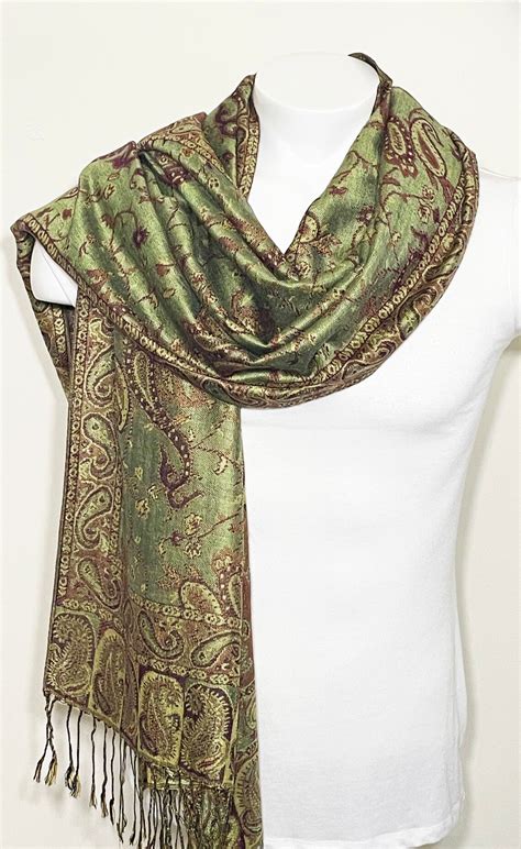 Pashmina Scarf For Women Indian Paisley Shawl Light Green Etsy