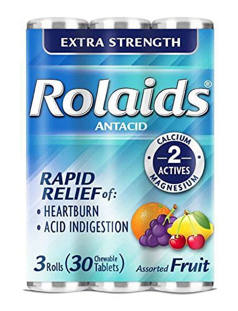 Rolaids Extra Strength Chewable Antacid Tablets Assorted Fruit 30 Each