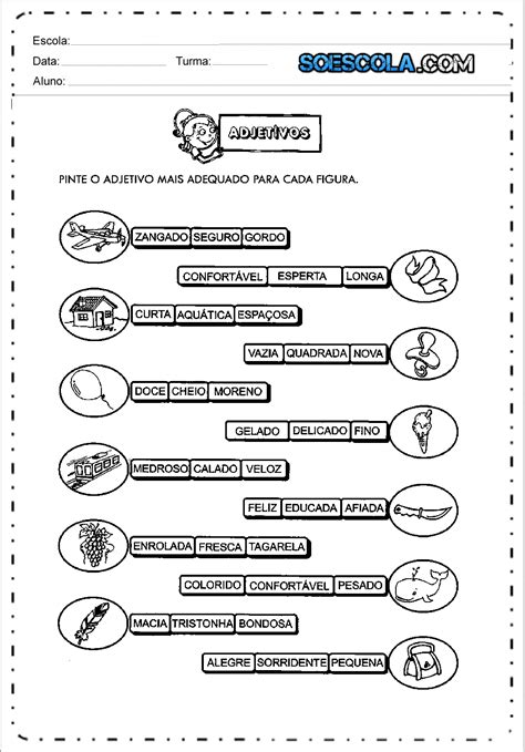 Atividades adjetivos para imprimir e copiar SÓ ESCOLA