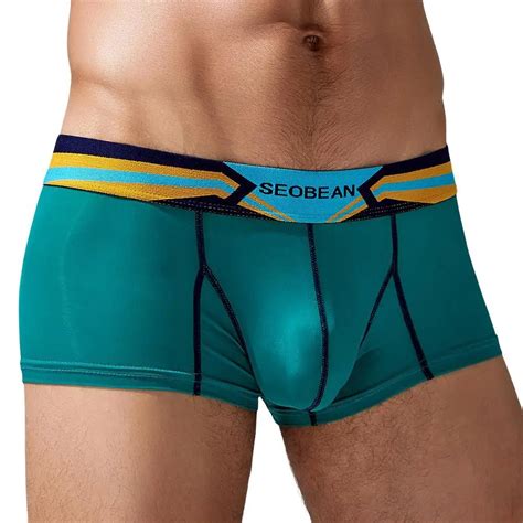 Seobean Mens Underwear Boxers Ice Silk Breathable Sexy Underpants Men