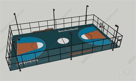 现代篮球场su模型下载【id1103906574】知末su模型网