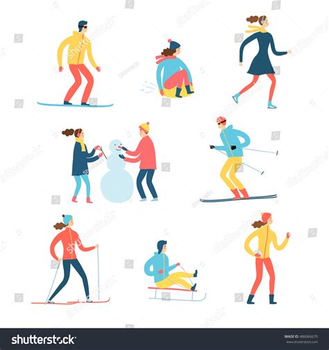 Winter Activities Cartoon Set Including Ice Stock Vector Royalty Free 486066670 Shutterstock