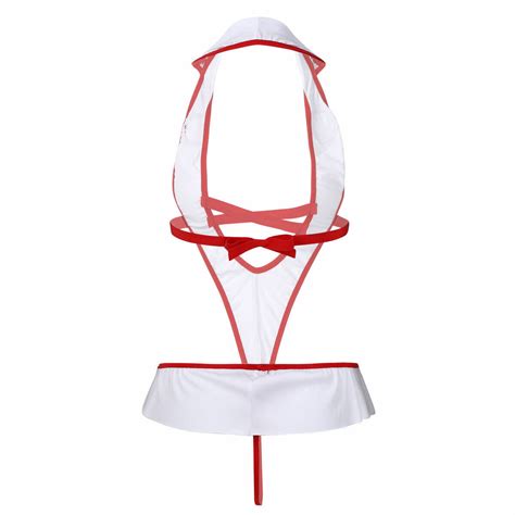 Sexy Women Nurse Costume Outfit Babydoll Bodysuit Fancy Dress Lingerie