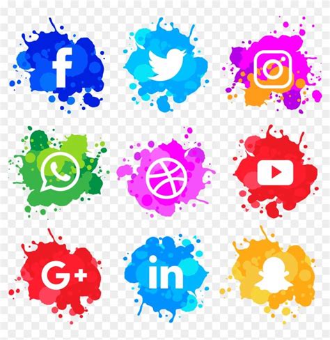 Social Media Watercolor Icons Hd Png Download