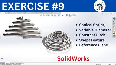 Spring Conical Helix Spiral Feature Solidworks For Beginners