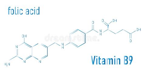 Vitamin B9 Folic Acid Molecule Skeletal Formula Stock Illustration