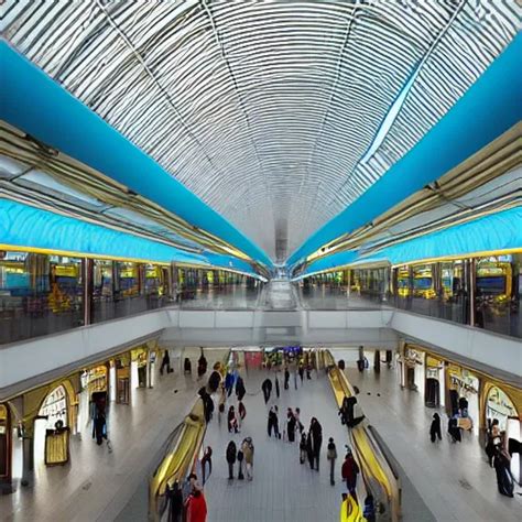 Elaborate And Beautiful Train Station Hall Filled With Stable