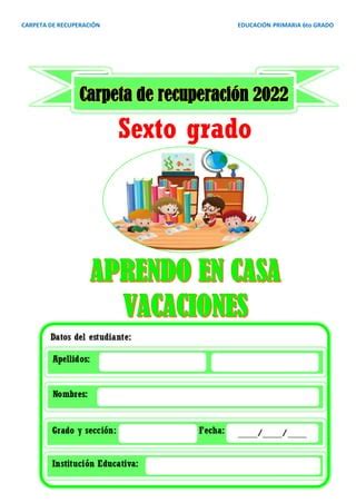 Carpeta De Recuperacion Sexto Grado Pdf