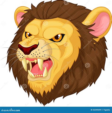 Angry Lion Head With Crown Vector Illustration Cartoondealer