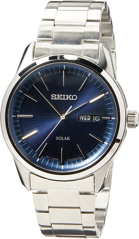 Amazon co jp セイコー SEIKO 腕時計 クォーツ SNE525P1 SEIKO SOLAR ブルー シルバー メンズ