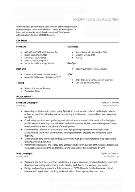 Junior Reactjs Developer Resume Samples React Resumes