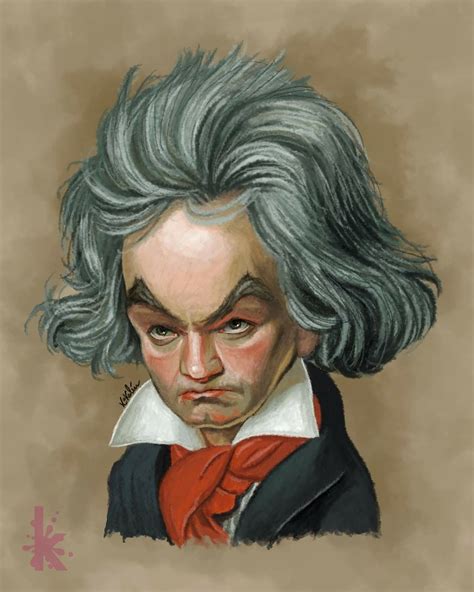 Ludwig Van Beethoven Caricaturas Musica Pintura Digital