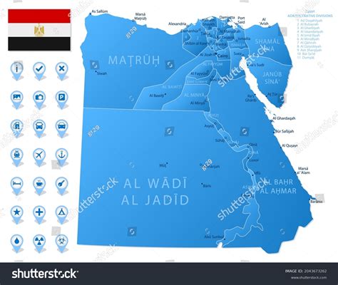 Blue Map Egypt Administrative Divisions Travel Stock Vector (Royalty Free) 2043673262 | Shutterstock