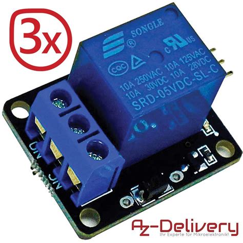 AZDelivery 3 X Rele KY 019 Modulo High Level Trigger Para Arduino