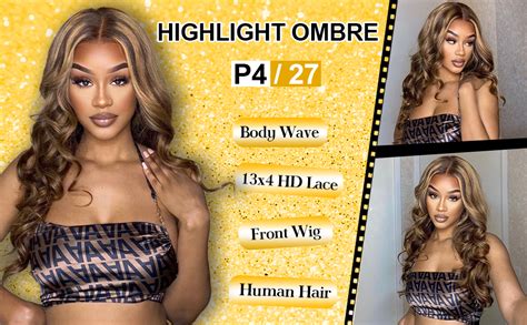 Silaiya Body Wave Highlight Ombre Lace Front Wig Human