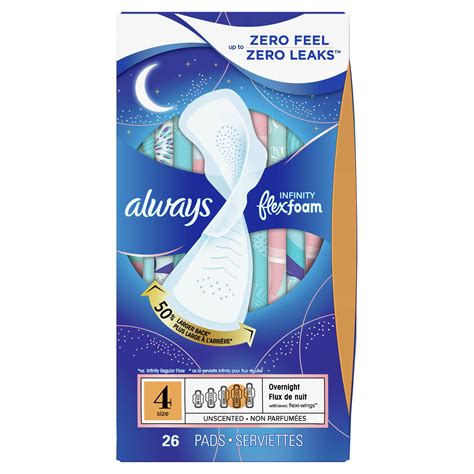 Always Infinity Flexfoam Pads For Women Size 4 Overnight Shop Pads And Liners At H E B