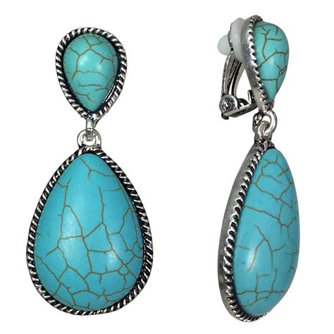 Amazon Double Teardrop Imitation Turquoise Simple Western Look