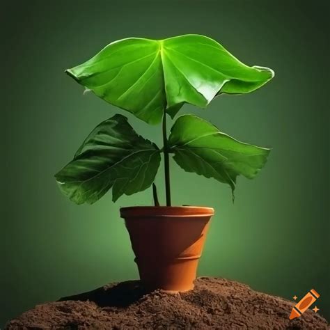 Large Mature Green Leafed Plant In A Pot With Green Background On Craiyon