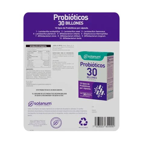 Probioticos 30 Billones Twopack 60 Cápsulas Solanum