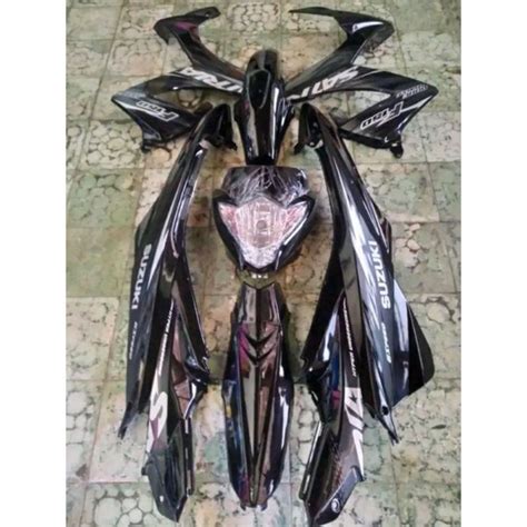 Jual Cover Body Fullset Halus Plus Striping Hitam SUZUKI SATRIA F FU FL