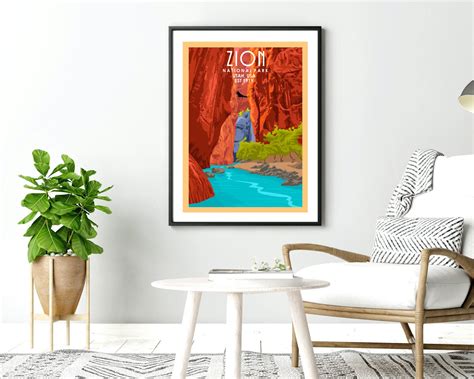 Zion National Park Poster Zion Park Print Zion National Park Wall Art ...