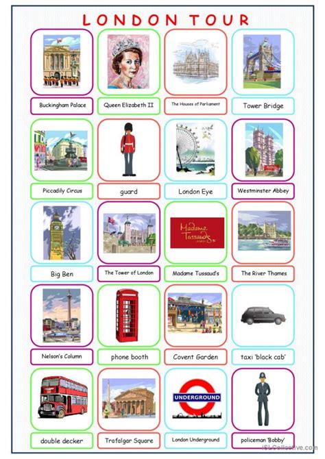 London Tour Picture Dictionary Picti English Esl Worksheets Pdf Doc