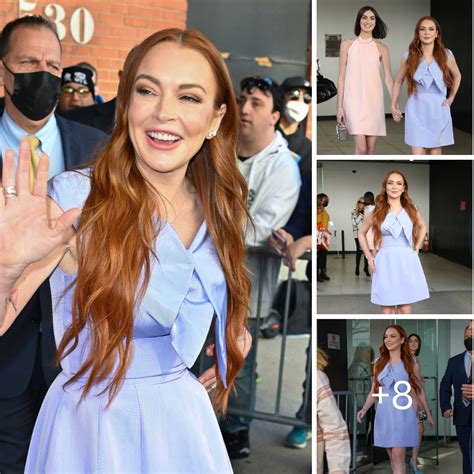 Lindsay Lohan Pops In Lavender Collared Dress And White Pointy Pumps For ‘the Drew Barrymore Show