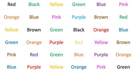 Printable Stroop Test