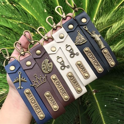 Personalized Leather Key Holder Key Chain Leather Keychain Keyholder Retro Vintage Keyholder ...