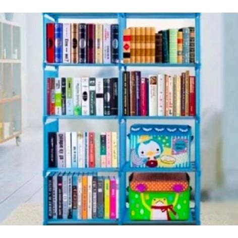 Jual Rak Buku Portable Lemari Serbaguna Sisi Blue Polkadot