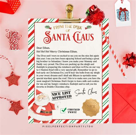 Editable Official Letter From Santa Claus Letter From The Desk Etsy