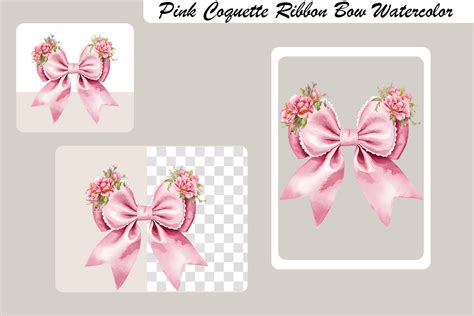 Pink Coquette Ribbon Bow Watercolor Png Graphic By Benbouselham Lamia100 · Creative Fabrica