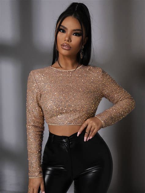 Zip Back Glitter Crop Top Sparkle In Style