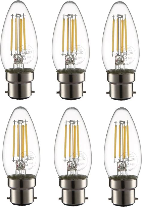 TEKLED C35 Candle Filament Vintage LED Bulbs B22 Bayonet Cap