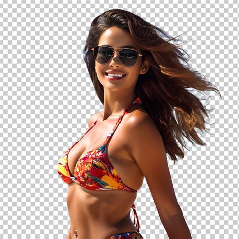 Dibujo Realista De Una Mujer De Pecho Curvo En La Piscina Con Un Bikini Azul Archivo PSD Premium