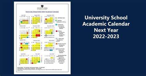 University School Academic Calendar 2022 2023