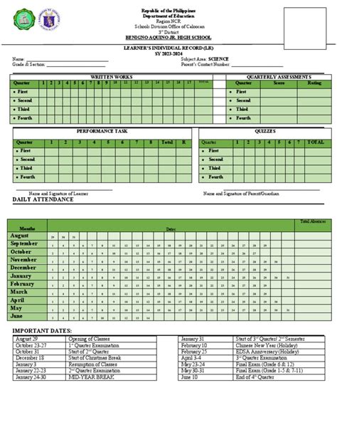 Individual Learner S Record Lr Pdf Academic Term