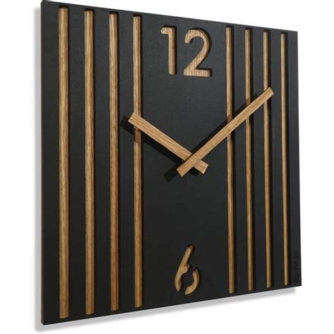 Horloge Murale Carrée Sans Bruit De Tic Tac Moderne Lamele 30 Cm Bois