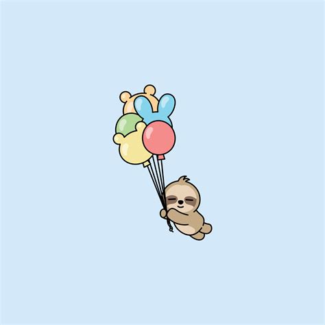 Cute sloth holding balloons cartoon, vector illustration 3430164 Vector ...