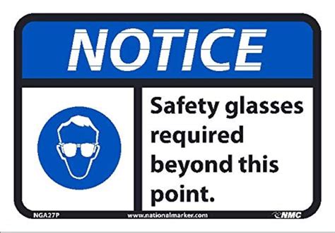 Nmc Nga27p Notice Safety Glasses Required Beyond This Point Sign 10