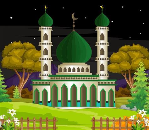 Ilustración de la mezquita Vector Premium