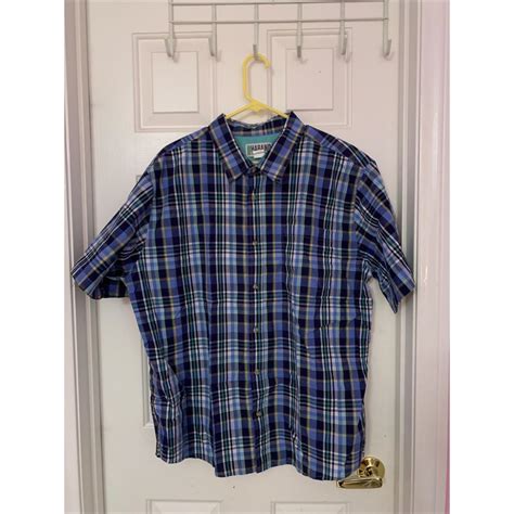 Haband Plaid Short Sleeve Shirt Mens Button Up Depop