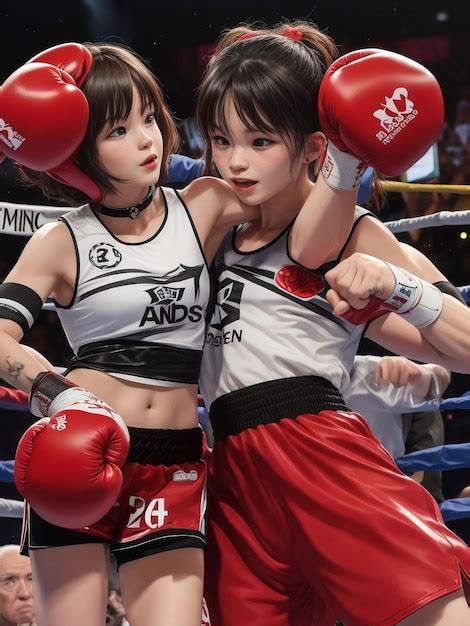 Premium Ai Image Serious Tough Female Boxer Boxing At Punching Bag In