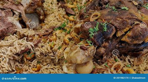 Arabic Ouzi Lamb Rice A Kind Of Traditional Arabian Rice Served With