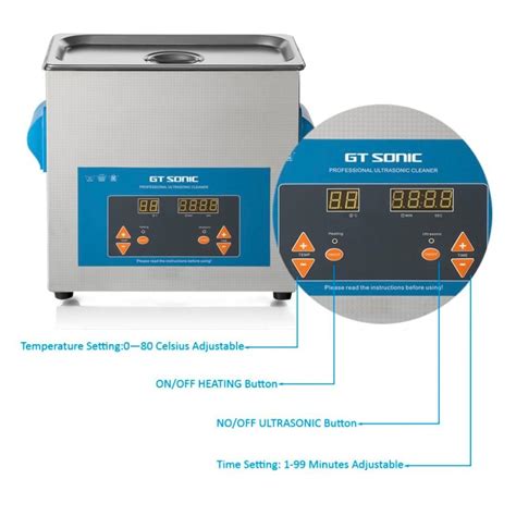 GT SONIC VGT 1860QTD 6L Digital Display Ultrasonic Cleaner Bath For