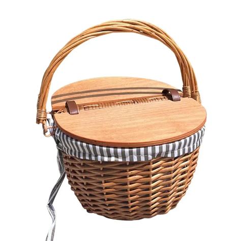 Wicker Picnic Basket With Liner Picnic Basket Natural Woven Woodchip