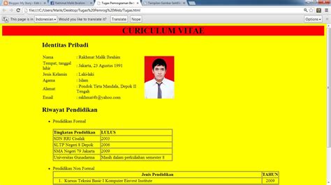 My Story Contoh Membuat Cv Curriculum Vitae Sederhana Dengan Html