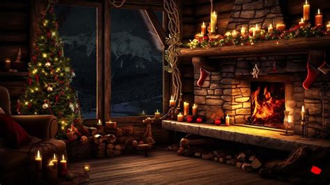 ️ Cozy Winter In Wooden Cabin 🔥 Fireplace Wind And Gentle Snowfall