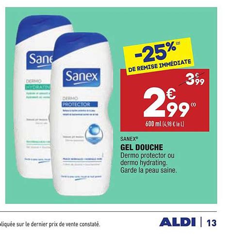 Offre Gel Douche Sanex Chez Aldi