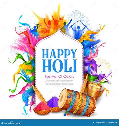 Abstract Colorful Happy Holi Background Card Design For Color Festival